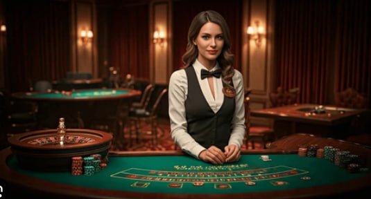 Pengguna menikmati pengalaman live casino via aplikasi mobile dengan fokus pada aksi taruhan live